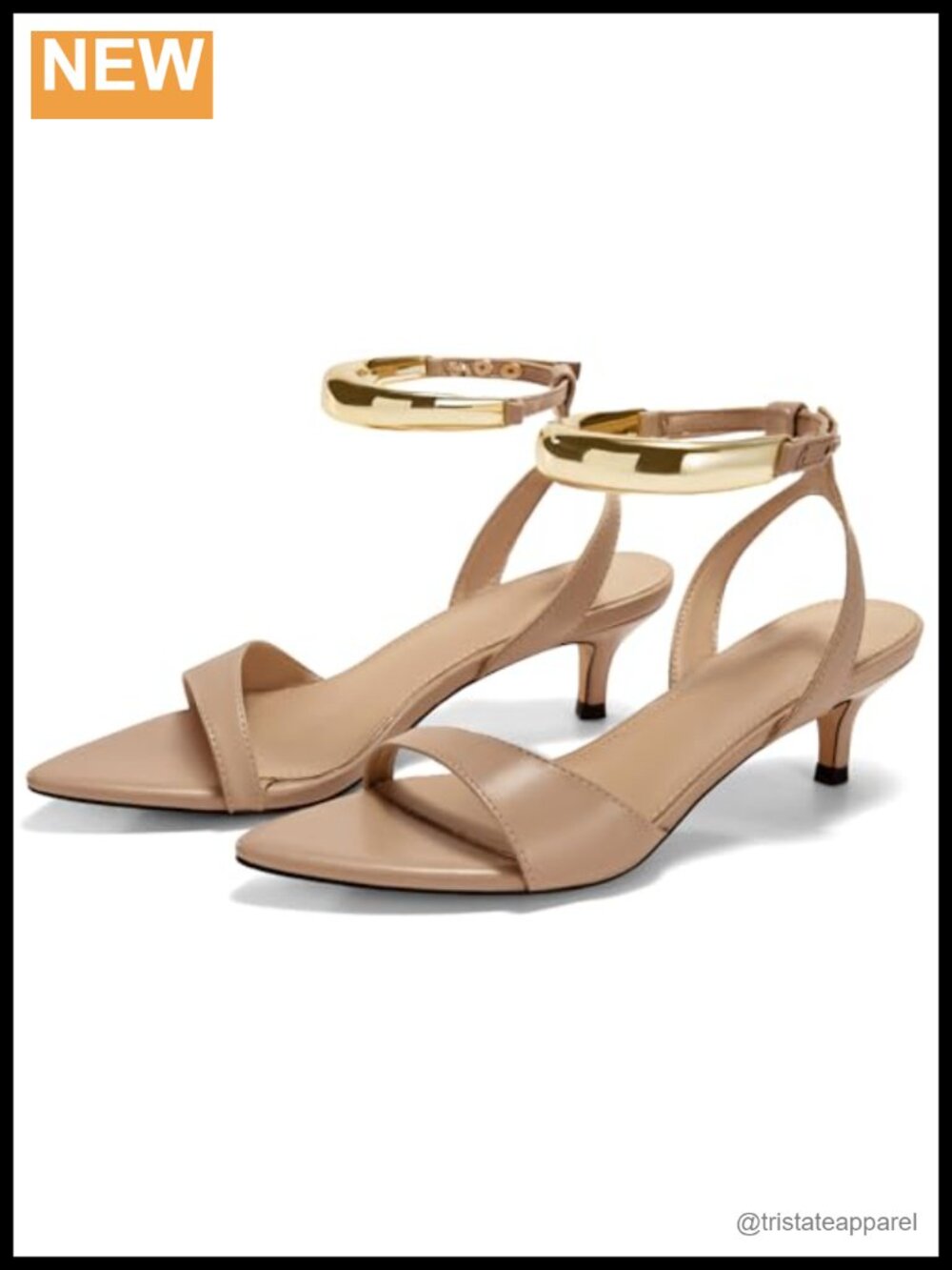 Strappy Kitten Heels Sandals Pointed Open Toe Ankle Buckle Low Heels Dress Shoes